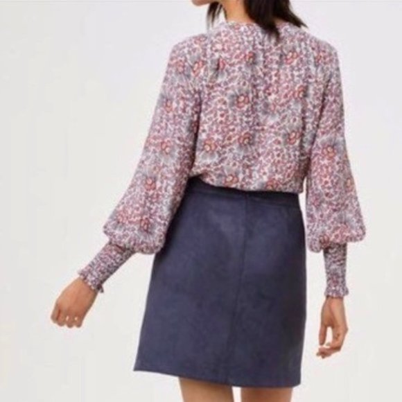 LOFT Floral Blouse, Flowerbud Smocked Cuff - Picture 2 of 13